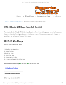 2017-18 NBA Hoops