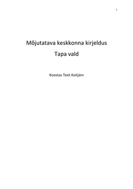 Mõjutatava Keskkonna Kirjeldus Tapa Vald