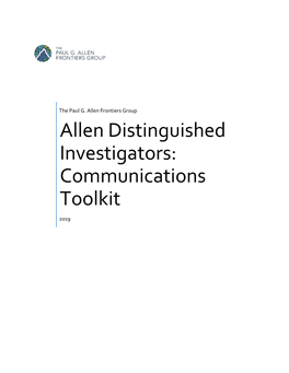 Allen Distinguished Investigators: Communications Toolkit