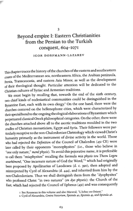 Eastern Christianities from the Persian to the Turkish Conquest