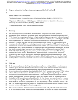 1 Stepwise Gating of the Sec61 Protein-Conducting Channel by Sec63 And