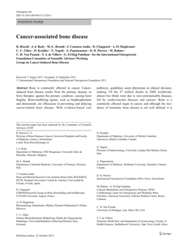 Cancer-Associated Bone Disease