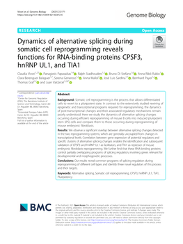 Dynamics of Alternative Splicing During Somatic