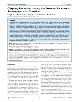 Offspring Production Among the Extended Relatives of Samoan Men and Fa’Afafine