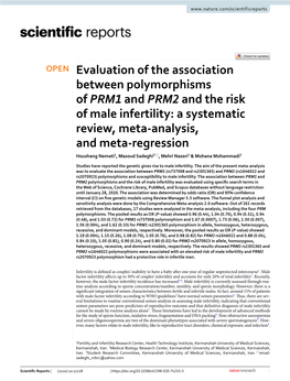 Evaluation of the Association Between Polymorphisms of PRM1 and PRM2 and the Risk of Male Infertility: a Systematic Review, Meta-Analysis, and Meta-Regression