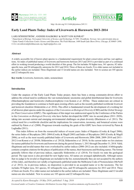 Of Liverworts & Hornworts 2013–2014