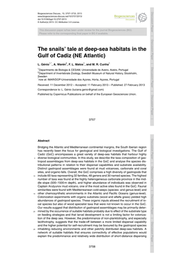 The Snails' Tale at Deep-Sea Habitats in the Gulf of Cadiz (NE Atlantic)