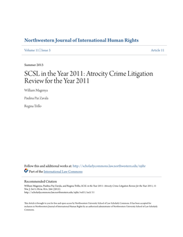 SCSL in the Year 2011: Atrocity Crime Litigation Review for the Year 2011 William Magenya