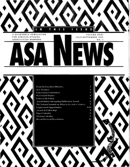A Quarterly Newsletter for Afr[Can Studies Volume Xxxi