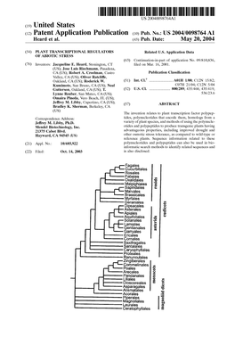 (12) Patent Application Publication (10) Pub. No.: US 2004/0098764A1 Heard Et Al