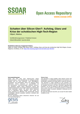 Aufstieg, Glanz Und Krise Der Schottischen High-Tech-Region Hilpert, Markus