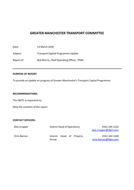 Transport Capital Programme Update