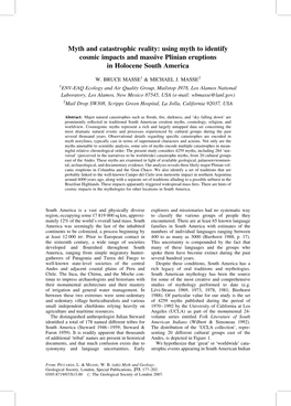 Myth and Catastrophic Reality: Using Myth to Identify Cosmic Impacts and Massive Plinian Eruptions in Holocene South America