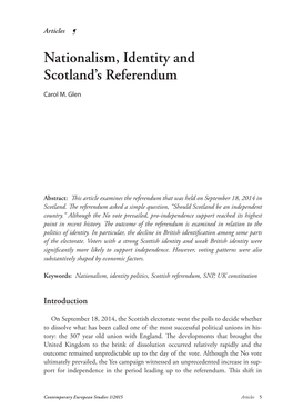 Nationalism, Identity and Scotland's Referendum