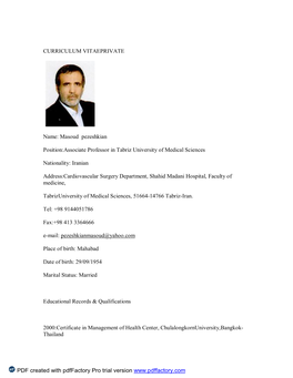 Masoud Pezeshkian Position:Associate Professor In