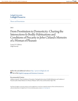 From Prostitution to Domesticity: Charting the Intersections Fo Bodily