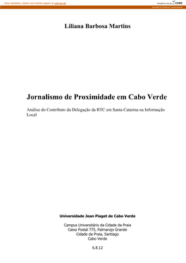 Jornalismo De Proximidade Em Cabo Verde