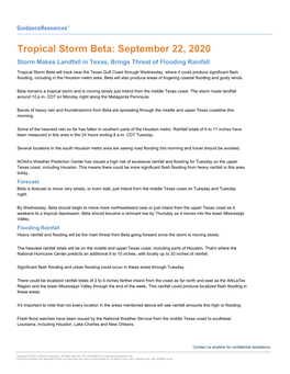 Tropical Storm Beta: September 22, 2020 Storm Makes Landfall in Texas, Brings Threat of Flooding Rainfall