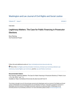 The Case for Public Financing in Prosecutor Elections