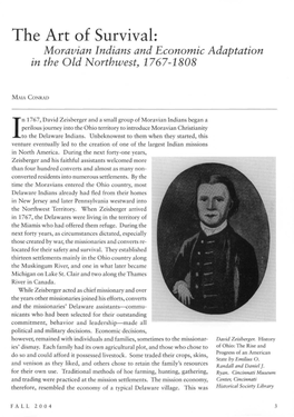 The Art of Survival: Moravian Indians and Economic Adaptation in the Old Northwest, 1767-1808