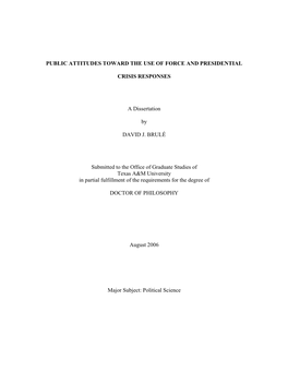 Public Attitudes Toward the Use of Force and Presidential