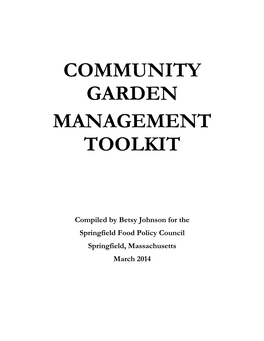 Community Garden Management Toolkit