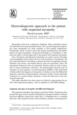 Electrodiagnostic Approach to the Patient with Suspected Myopathy