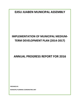 Ejisu Juaben Municipal Assembly Annual Progress