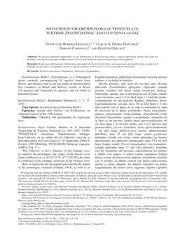 Novelties in the Orchid Flora of Venezuela IX. Subtribe Zygopetalinae