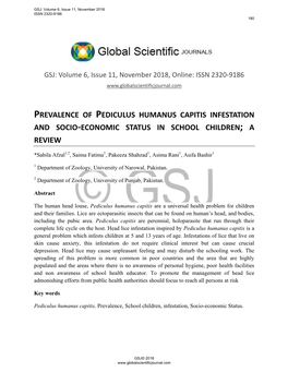 Prevalence of Pediculus Humanus Capitis Infestation and Socio-Economic Status in School Children; a Review