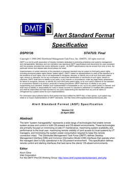 Alert Standard Format (ASF) Specification