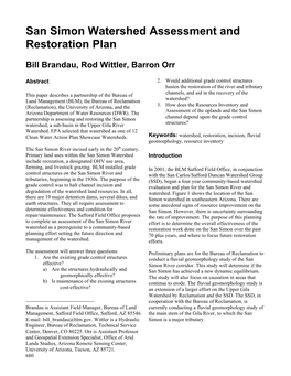 San Simon Watershed Assessment and Restoration Plan