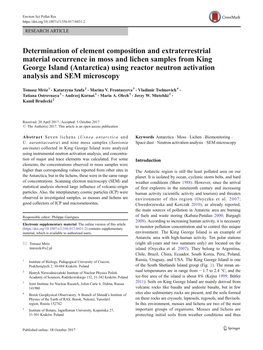 Determination of Element Composition and Extraterrestrial Material