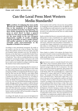Can the Local Press Meet Western Media Standards?