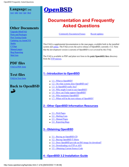 Openbsd Frequently Asked Questions