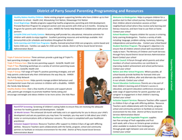 District of Parry Sound Parenting Programming and Resources