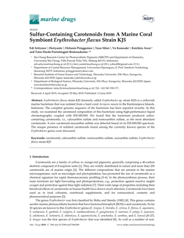 Sulfur-Containing Carotenoids from a Marine Coral Symbiont Erythrobacter Flavus Strain KJ5