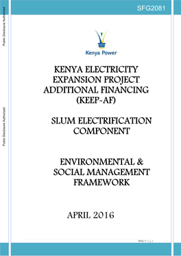 KENYA ELECTRICITY EXPANSION PROJECT ADDITIONAL FINANCING Public Disclosure Authorized (KEEP-AF)
