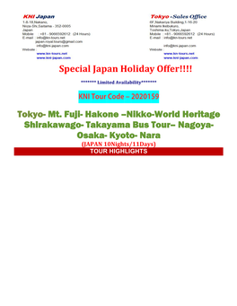 Special Japan Holiday Offer!!!!