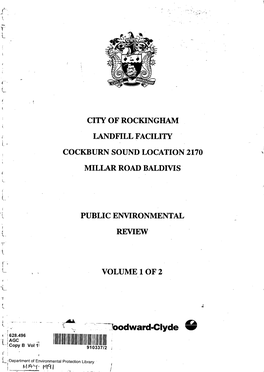 City of Rockingham Landfill Facility Cockburn Sound Location .2170 Millar Road Baldivis
