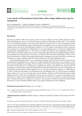 A New Species of Monanthotaxis from Gabon with a Unique Inflorescence Type for Annonaceae