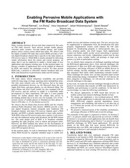 Enabling Pervasive Mobile Applications Withthe FM Radio