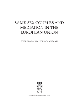 Same-Sex Couples and Mediation in the European Union
