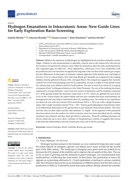 Hydrogen Emanations in Intracratonic Areas: New Guide Lines for Early Exploration Basin Screening