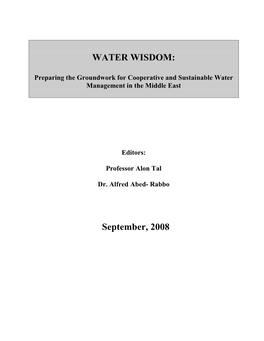 Water Legislation, Water Wisdom Preparing The