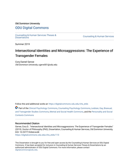 Intersectional Identities and Microaggressions: the Experience of Transgender Females