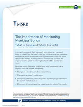 The Importance of Monitoring Municipal Bonds What to Know and Where to Find It