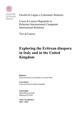 Exploring the Eritrean Diaspora in Italy and the United Kingdom