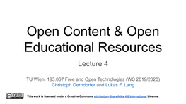 Open Content & Open Educational Resources