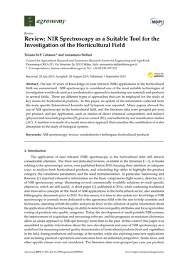 NIR Spectroscopy As a Suitable Tool for the Investigation of the Horticultural Field